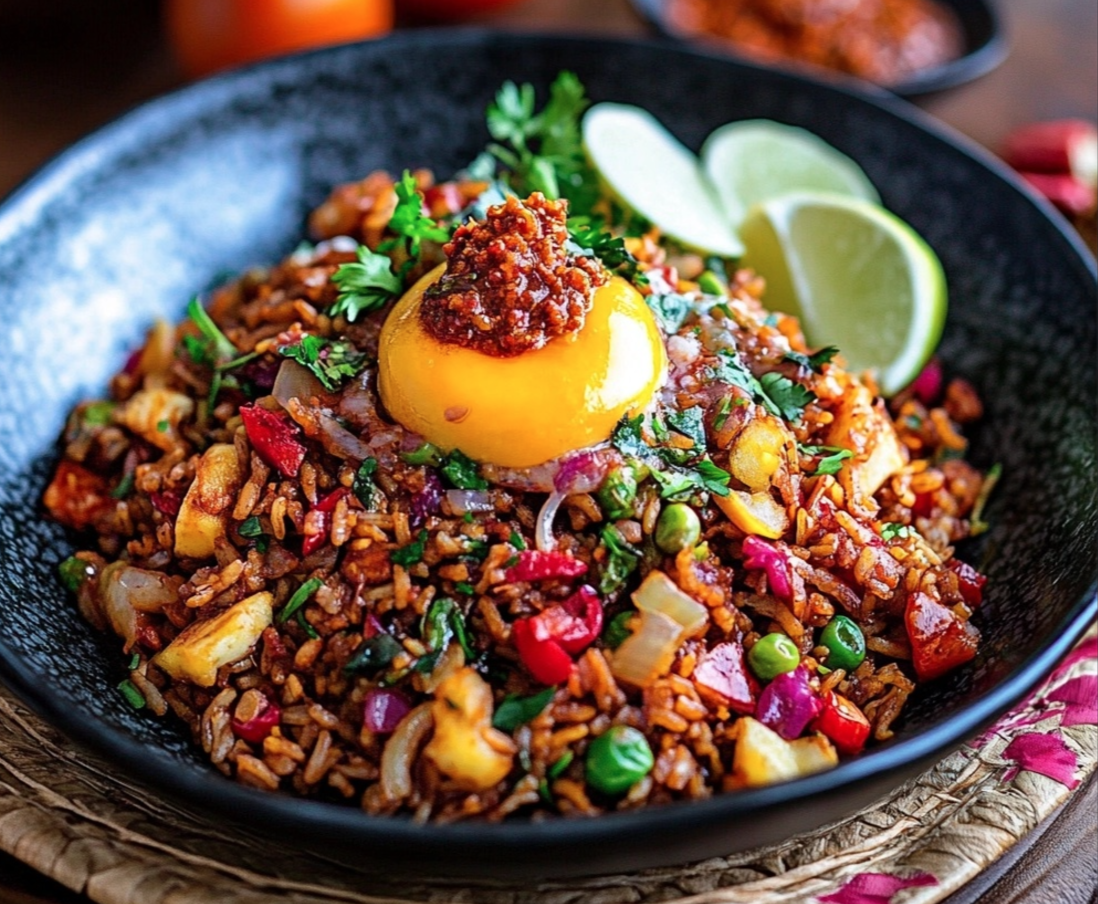 Indonesian Nasi Goreng with Spicy Sambal Sauce