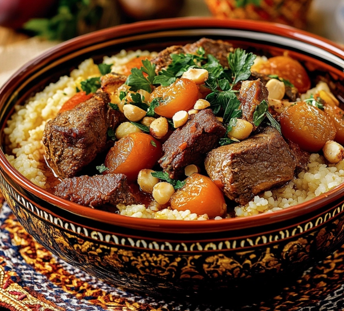 Moroccan Lamb Tagine with Apricots and Almonds 