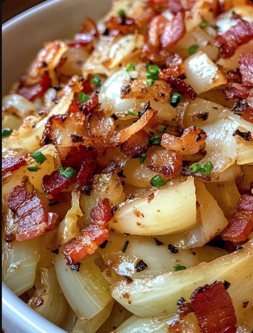 Fried Cabbage with Bacon, Onion, and Garlic