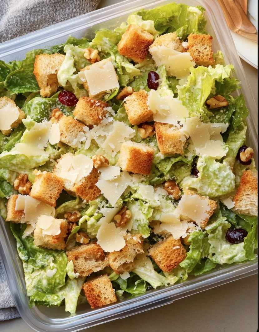 Caesar Salad, Cranberries, and Walnuts