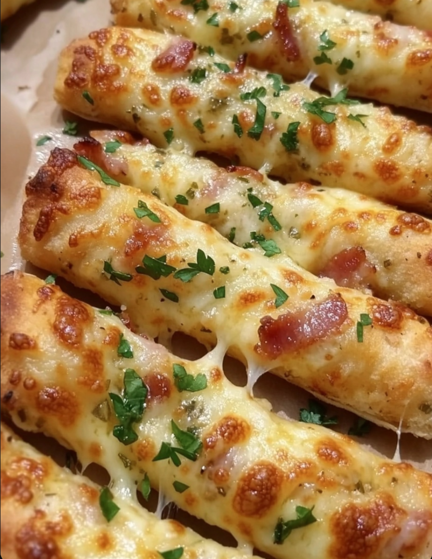 Garlic Butter Bacon Alfredo Pizza Twists 🧄🧈🥓