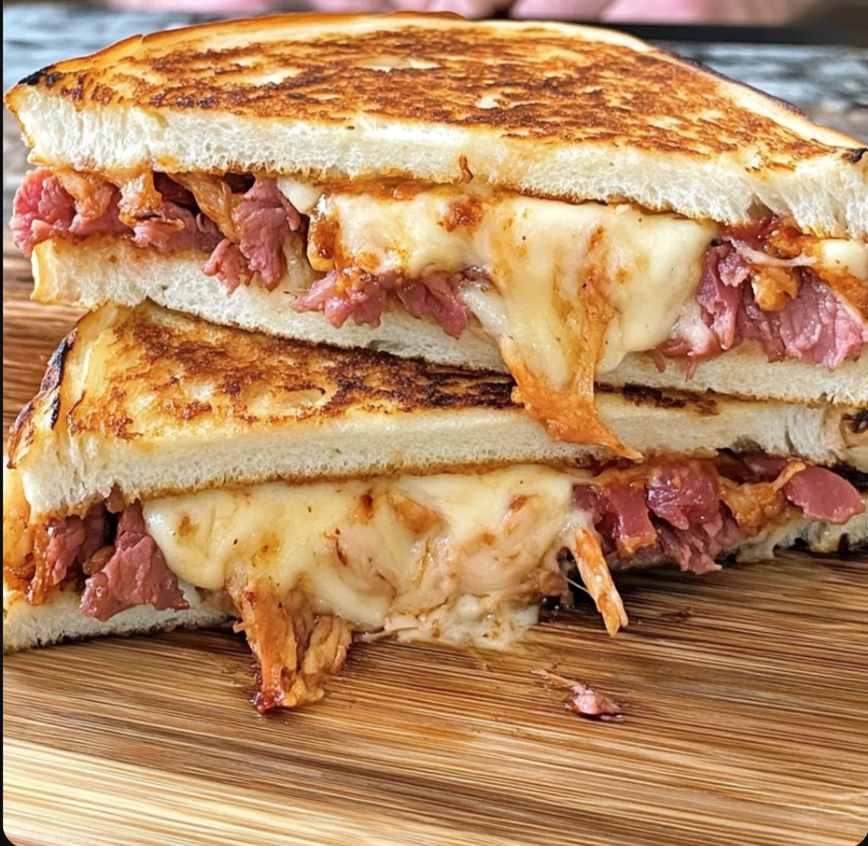 Guilt-Free Corned Beef Reuben on the Griddle! 🥪🔥✨.
