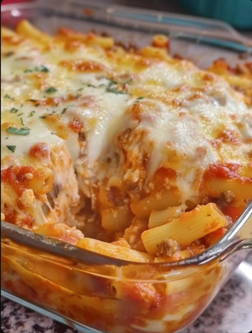 Baked Ziti with Ricotta and Mozzarella 🍝🧀✨.