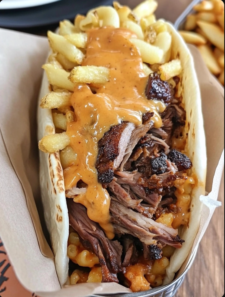 Brisket Mac n' Cheese Fries BBQ Burrito