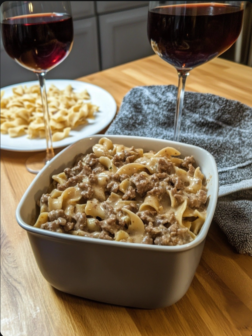 Mom-Style Creamy Ground Beef Stroganoff