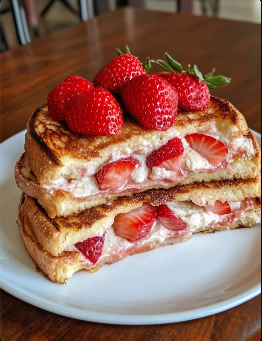 Strawberry Cheesecake Stuffed French Toast 🍓