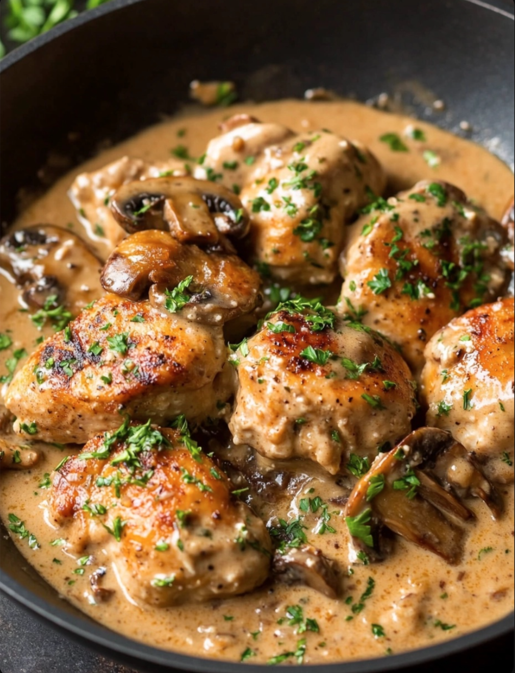 One Pot Creamy Mushroom Chicken