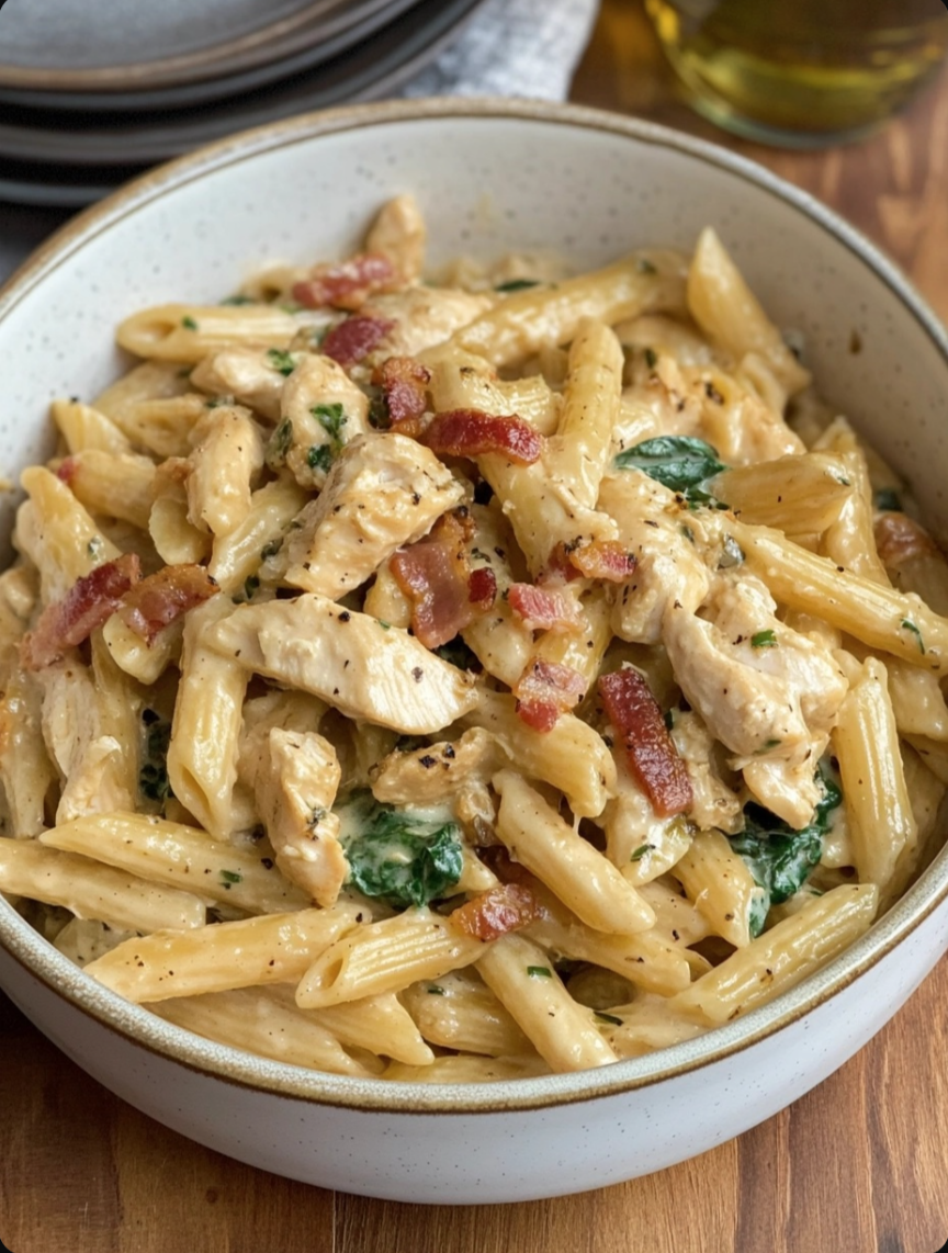 Chicken Bacon Spinach Pasta
