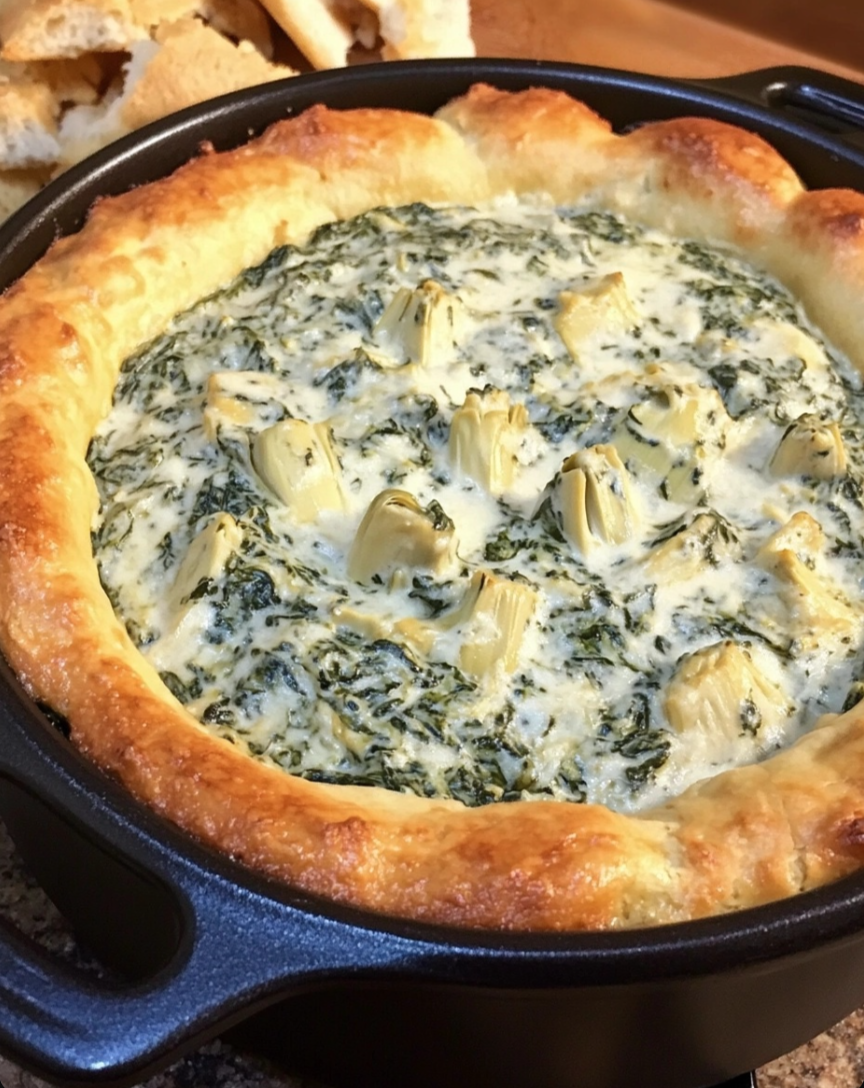 Artichoke Spinach Dip [Homemade] 🧄🥬🧀✨.