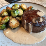 Prime Rib Roast with Mushroom Gravy, Asparagus & Brussels Sprouts 🥩🍄✨