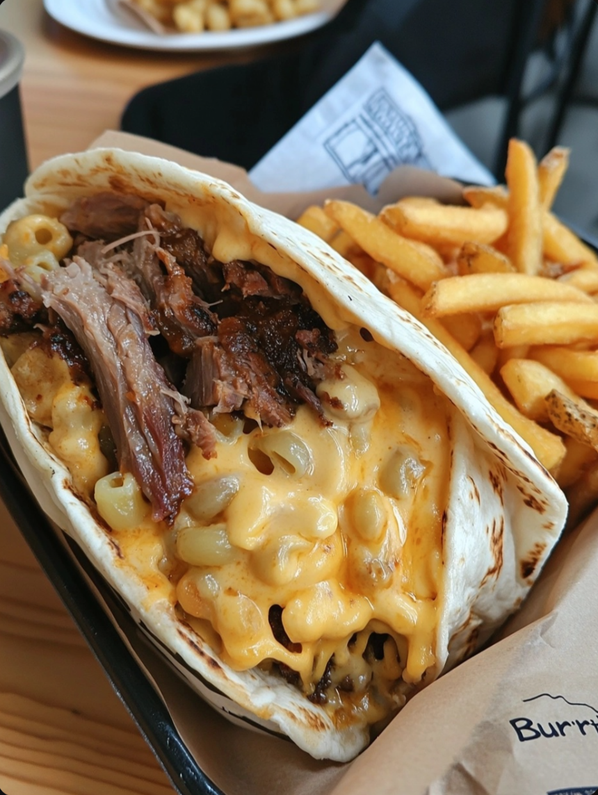 Brisket Mac n' Cheese Fries BBQ Burrito