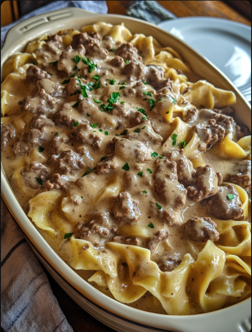 Mom-Style Creamy Ground Beef Stroganoff