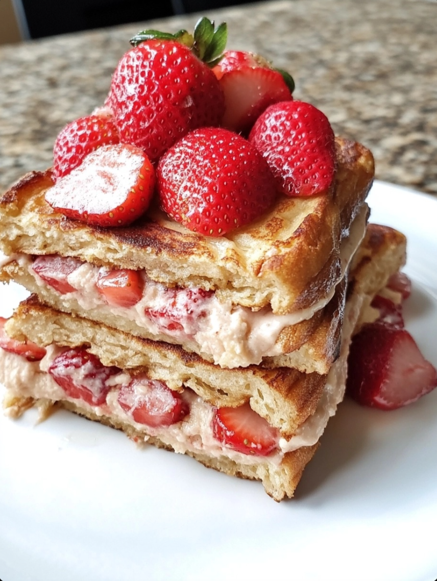 Strawberry Cheesecake Stuffed French Toast 🍓