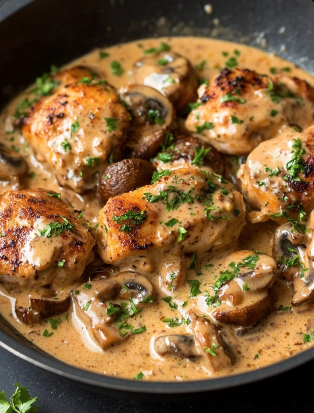 One Pot Creamy Mushroom Chicken