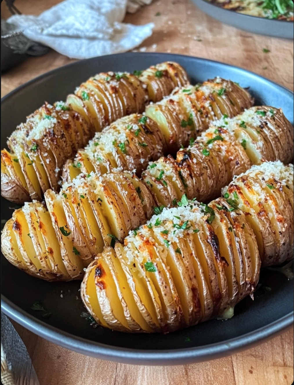 Hasselback Potatoes with Garlic Butter and Parmesan