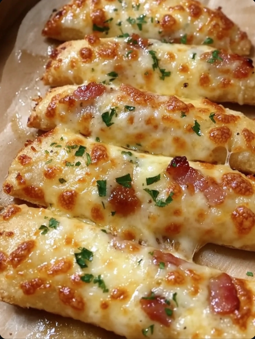 Garlic Butter Bacon Alfredo Pizza Twists 🧄🧈🥓