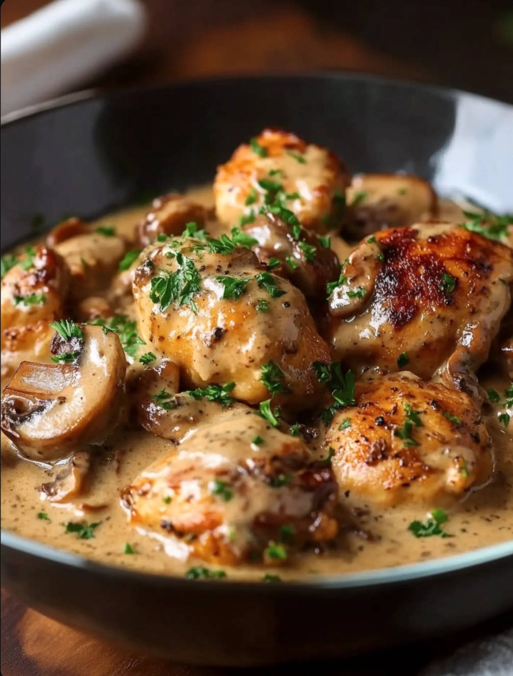 One Pot Creamy Mushroom Chicken
