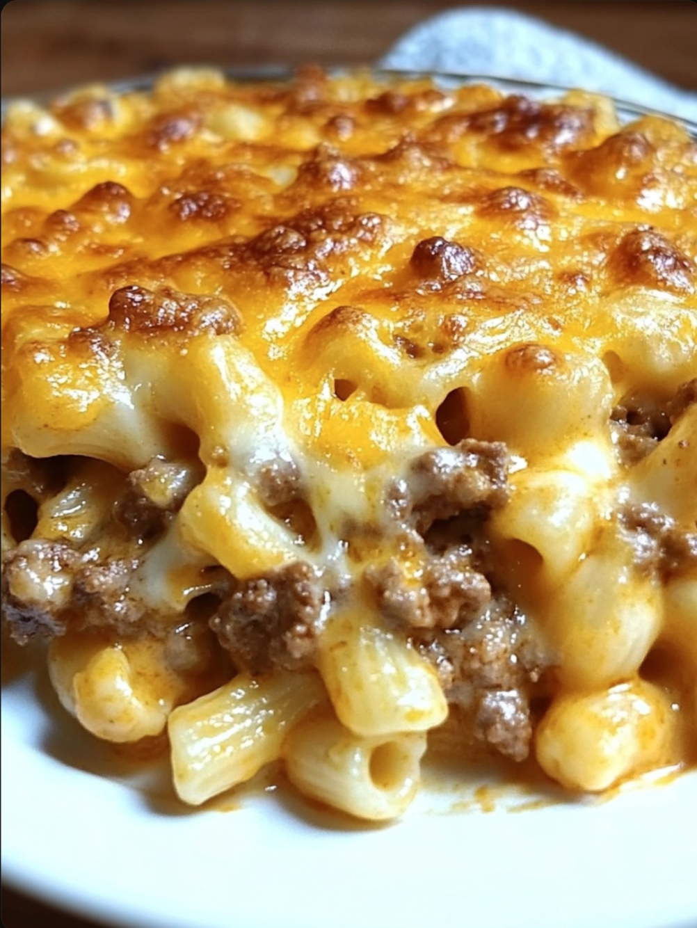 Creamy Baked Mac and Cheese with Ground Beef