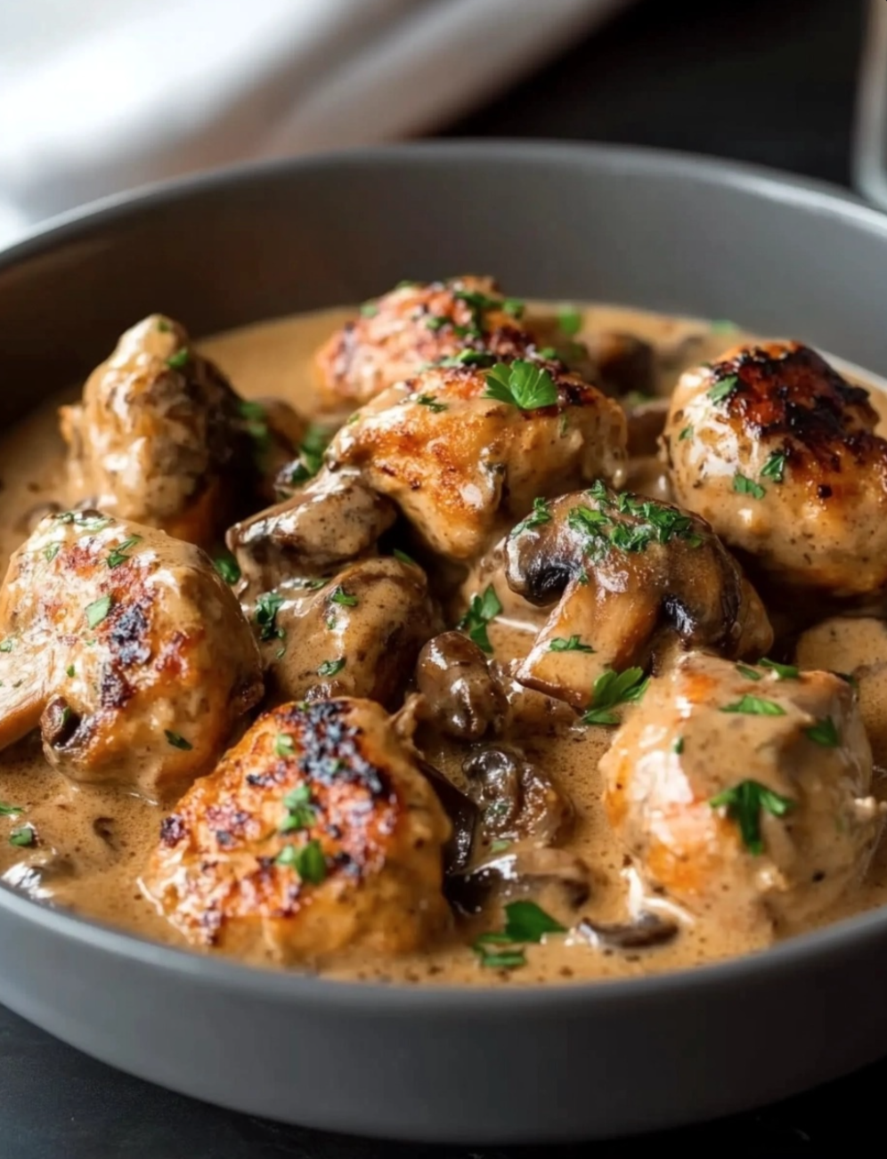 One Pot Creamy Mushroom Chicken