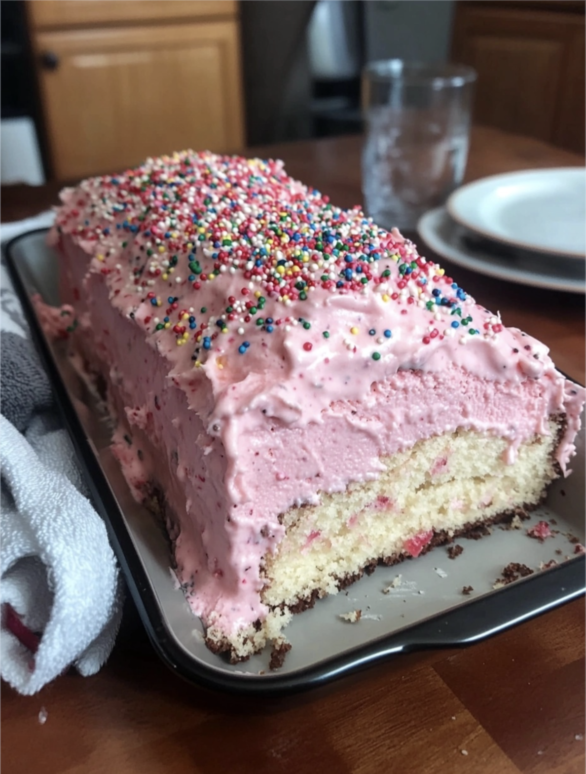 Baked Strawberry Ice Cream Sprinkle Cake