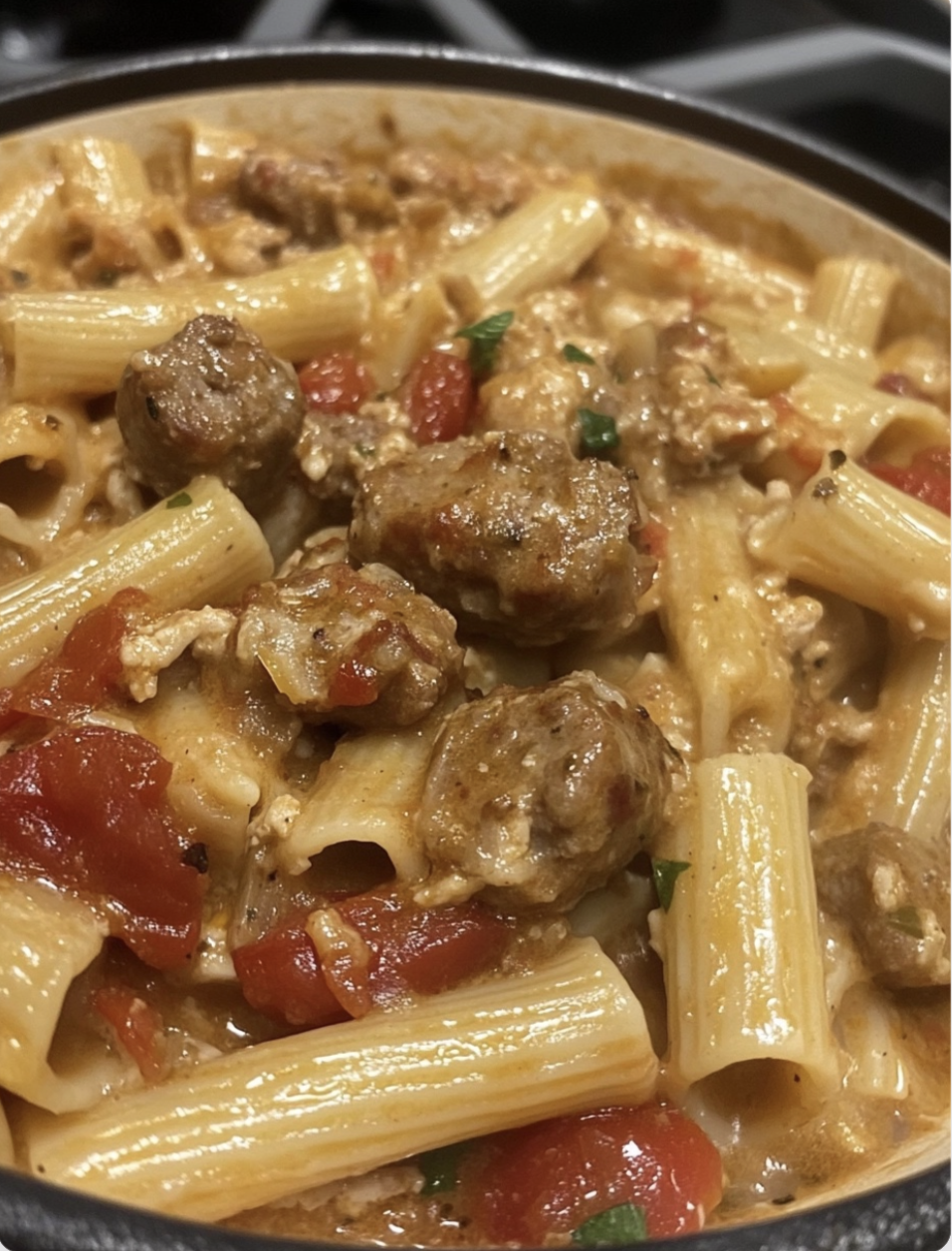spicy rigatoni with Italian sausage.