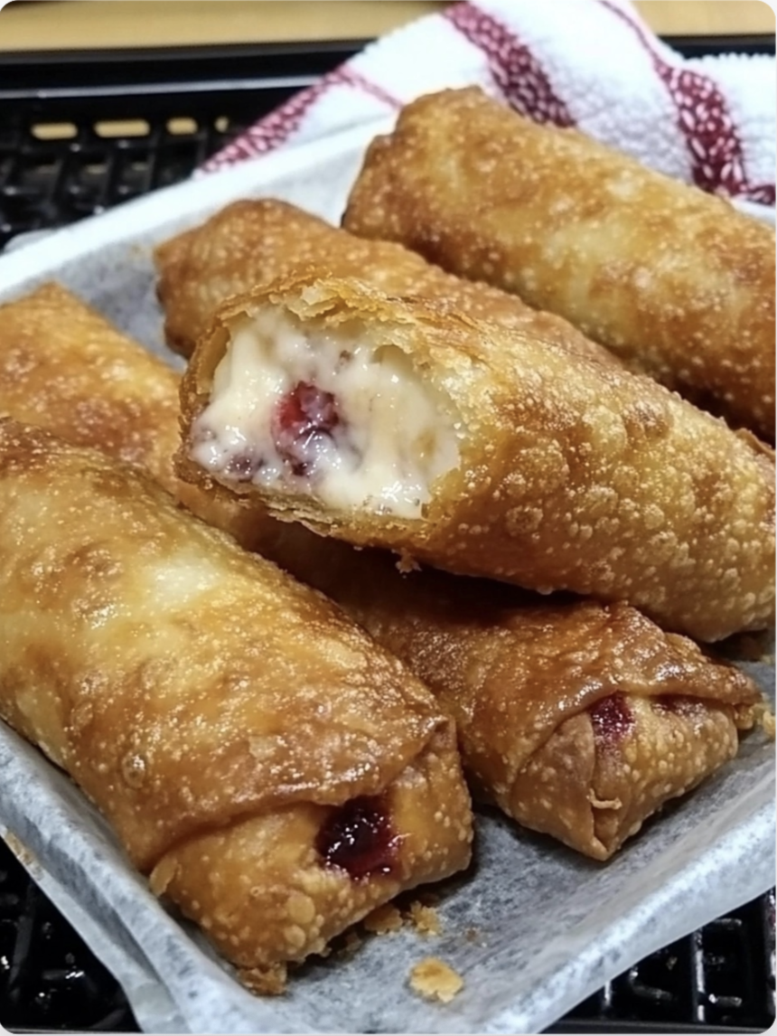 Air fryer cherry cheesecake egg rolls