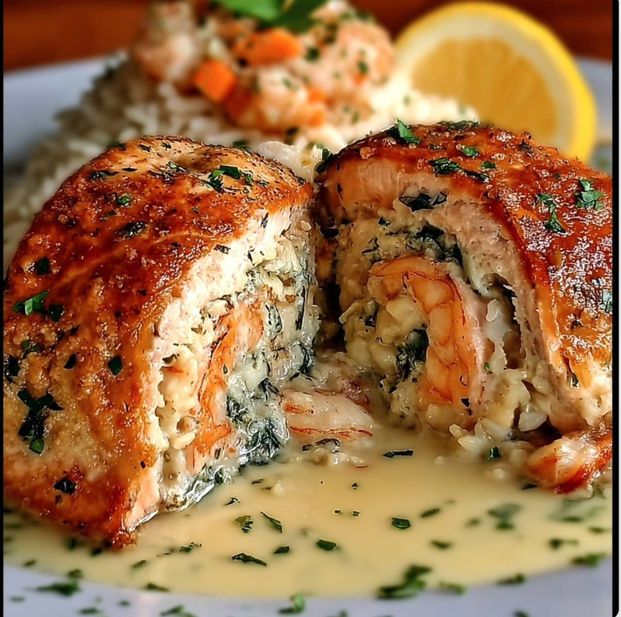 Crab and Shrimp Stuffed Salmon