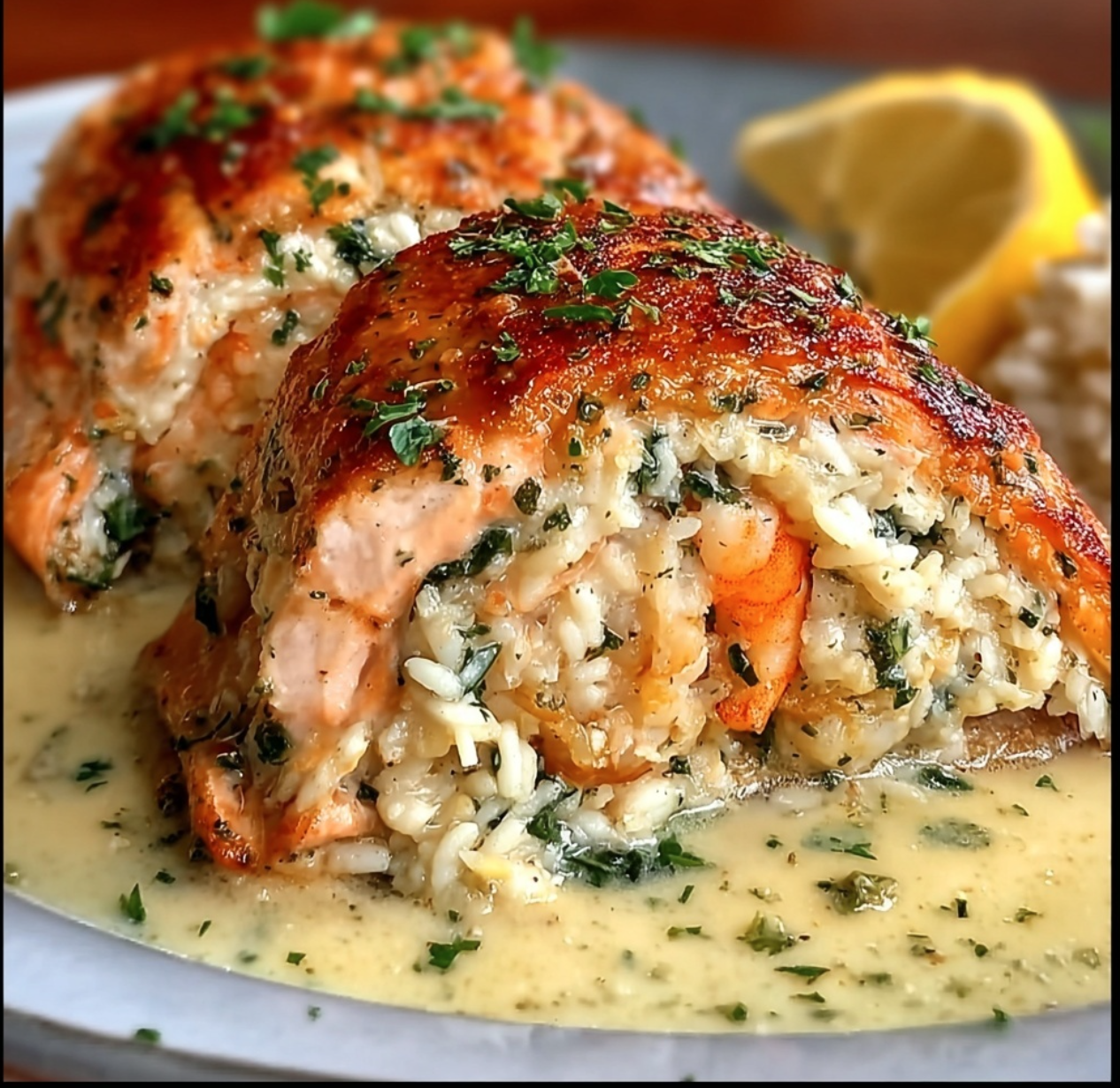 Crab and Shrimp Stuffed Salmon