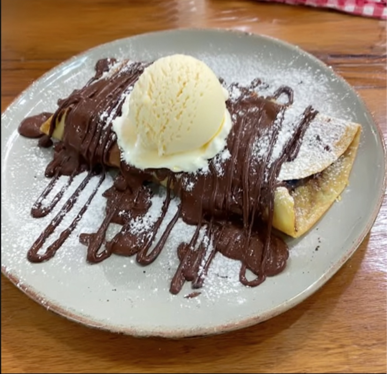 Chocolate Crepe with Ice Cream