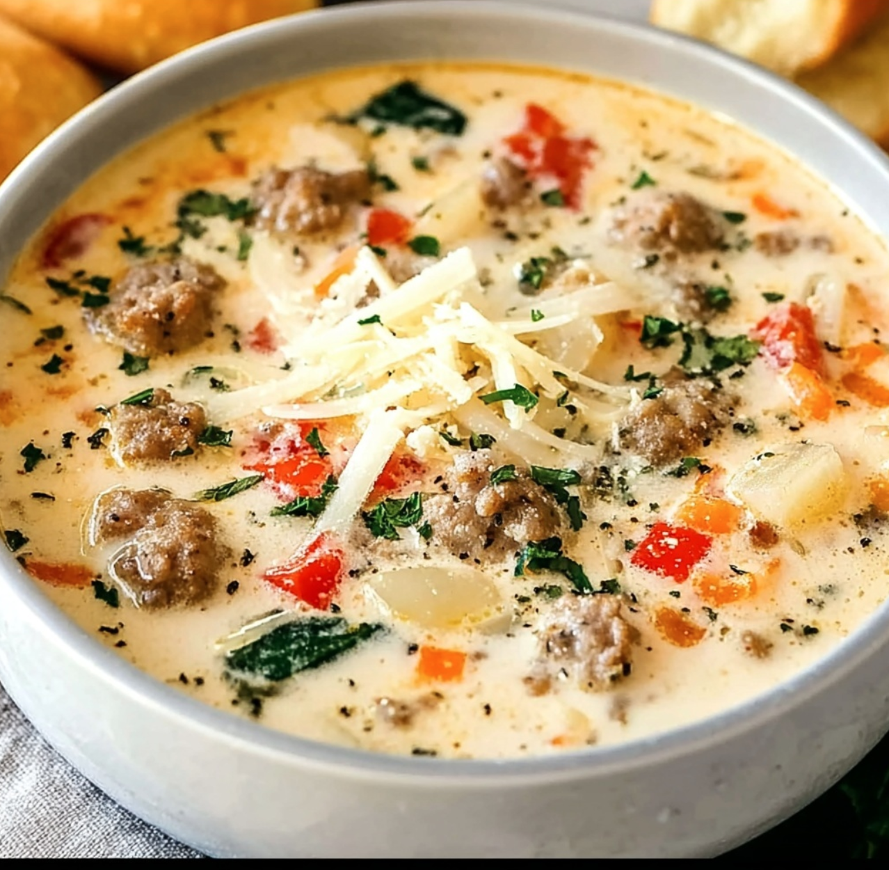 Creamy Italian Sausage & Parmesan Soup